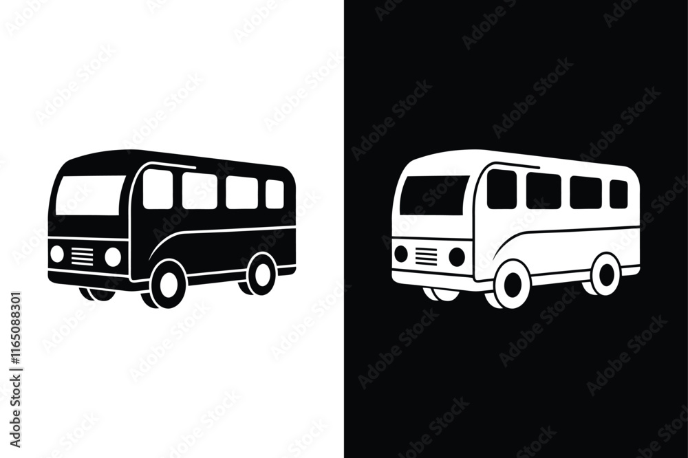 Bold Passenger Bus Icon. Sleek Silhouette for Public Transport Design Bold Passenger Bus Icon. Sleek Silhouette for Public Transport Design