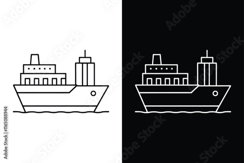 Minimalist Ship and Boat Icon. Elegant Line Art for Water Transport