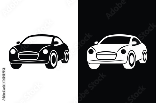 Elegant Car Icon Design. Black and White Transport Illustration