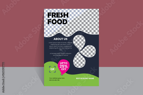 Creative Professional Business Flyer Design, Modern, layout space for photo background, annual report, restaurant poster in A4 size.