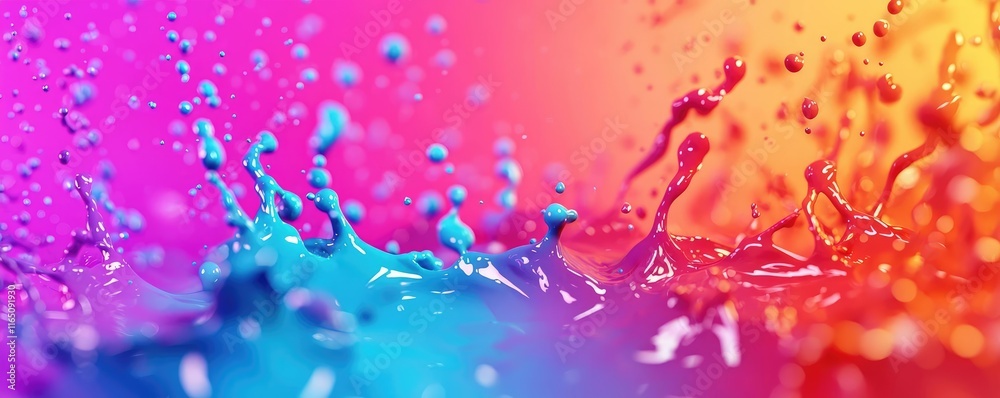 Obraz premium Droplets abstract background idea. Vibrant splashes of paint create a colorful, dynamic abstract background.