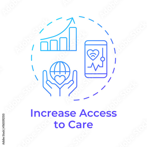 Increase access to care blue gradient concept icon. Removes barriers to healthcare. Benefit of telehealth. Round shape line illustration. Abstract idea. Graphic design. Easy to use in presentation