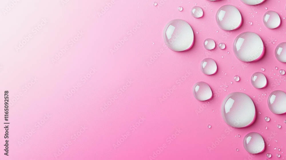 Droplets abstract background idea. Close-up of water droplets on a pink gradient background, creating a fresh and vibrant look. Droplets abstract background idea. Close-up of water droplets on a pink gradient background, creating a fresh and vibrant look.
