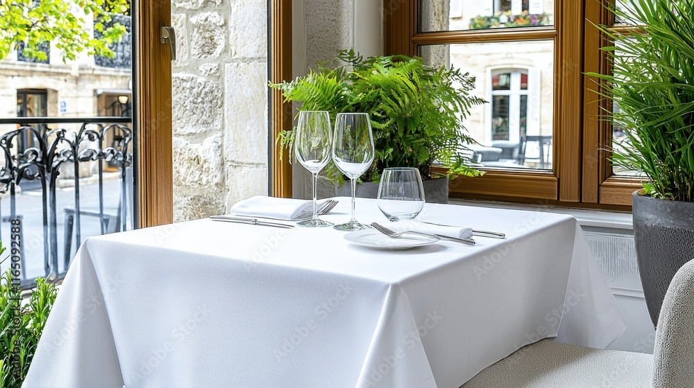 Fototapeta premium Elegant table setting near window.