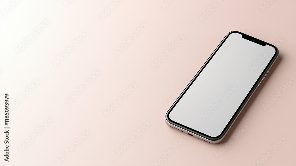 Minimalist smartphone on soft background, perfect for showcasing apps Minimalist smartphone on soft background, perfect for showcasing apps