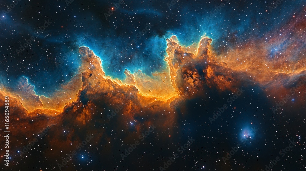 An interstellar nebula with colors softly merging in the vacuum of space An interstellar nebula with colors softly merging in the vacuum of space