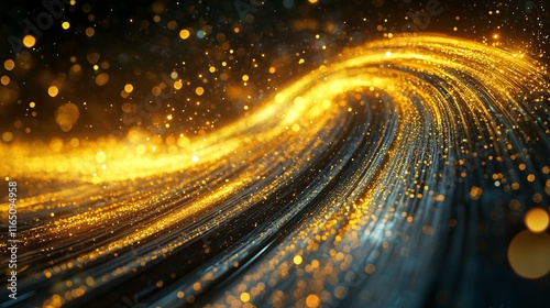 Fototapeta Naklejka Na Ścianę i Meble -  Liquid stardust flowing gently over a glowing space station