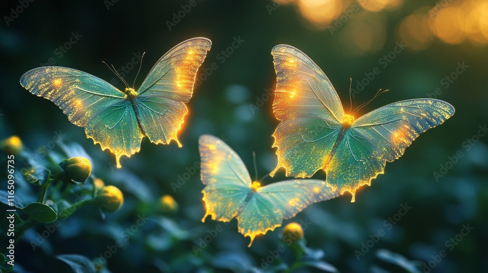 custom made wallpaper toronto digitalEthereal butterflies flapping their glowing wings in slow motion
