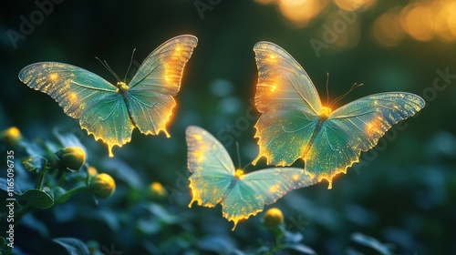 Wallpaper Mural Ethereal butterflies flapping their glowing wings in slow motion Torontodigital.ca