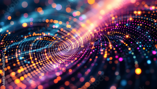 Wallpaper Mural A Technology Background Featuring Colorful Lines and Dots in a Circular Pattern, Using Soft Pastel Colors Against a Light Cream Background, Perfect for Gentle Digital Art and Modern Design Aesthetics Torontodigital.ca