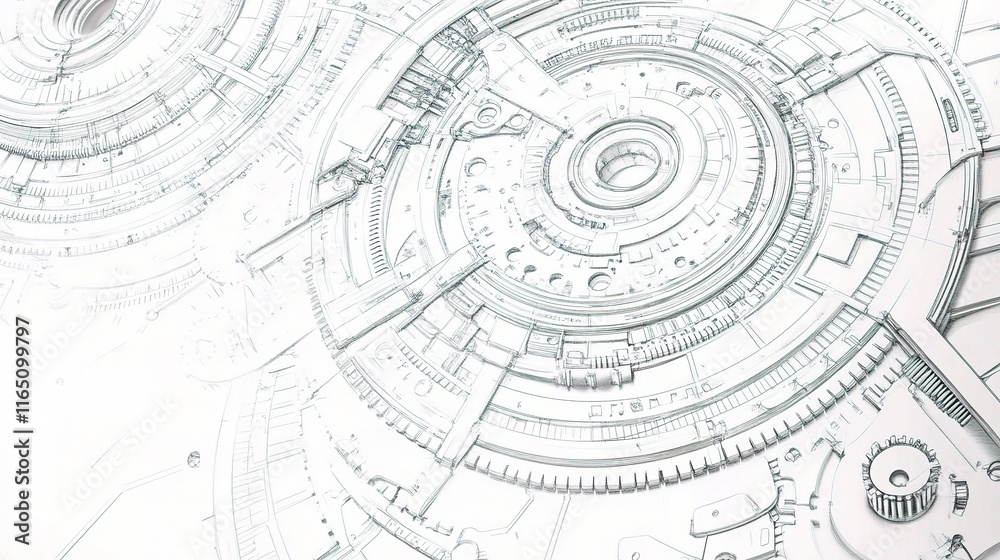 Detailed Technical Drawing of a Mechanical Engine in Blueprint Style Detailed Technical Drawing of a Mechanical Engine in Blueprint Style