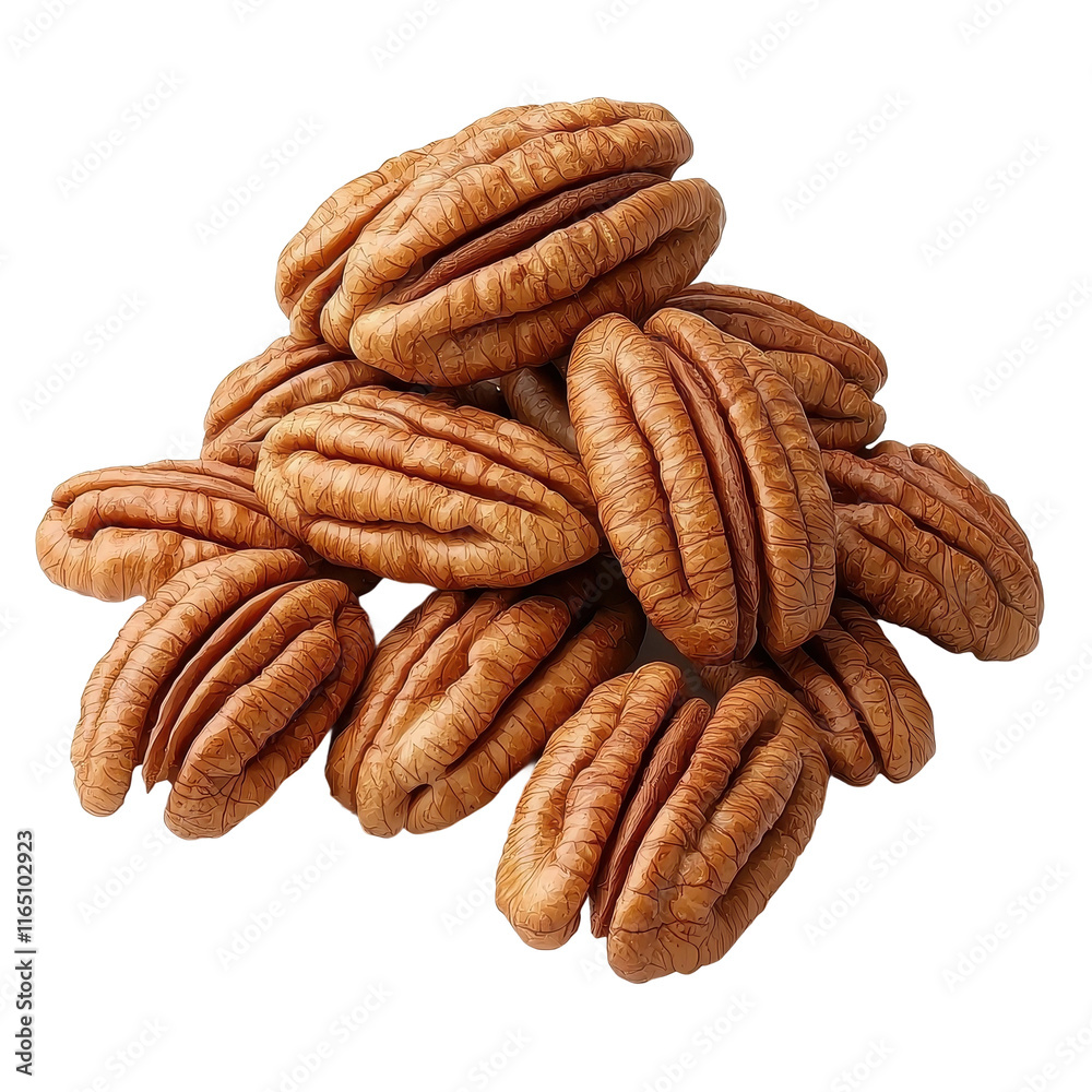 Pile of Fresh Pecan Nuts on White Background Pile of Fresh Pecan Nuts on White Background