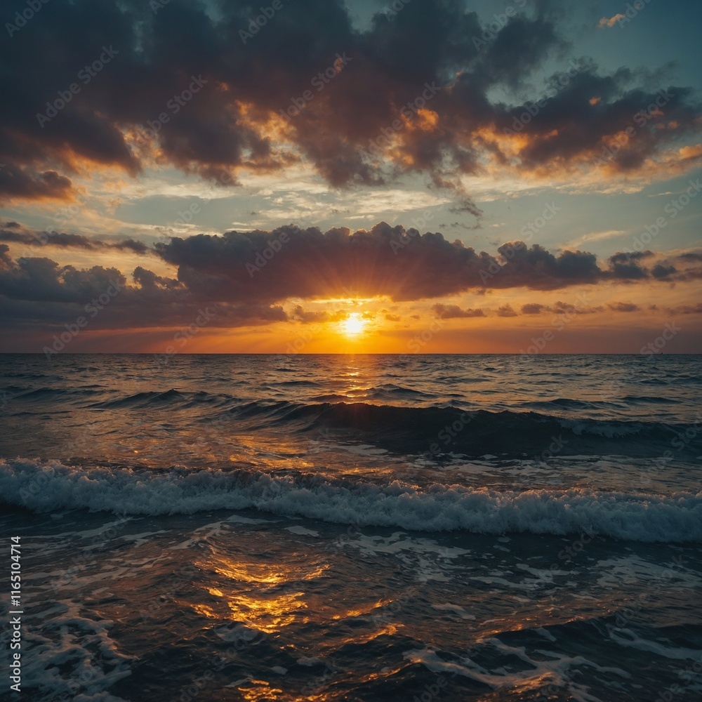 Obraz premium Beautiful sunrise over the sea.