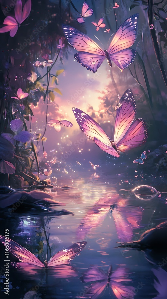 Fototapeta premium Fairy Butterflies On Water