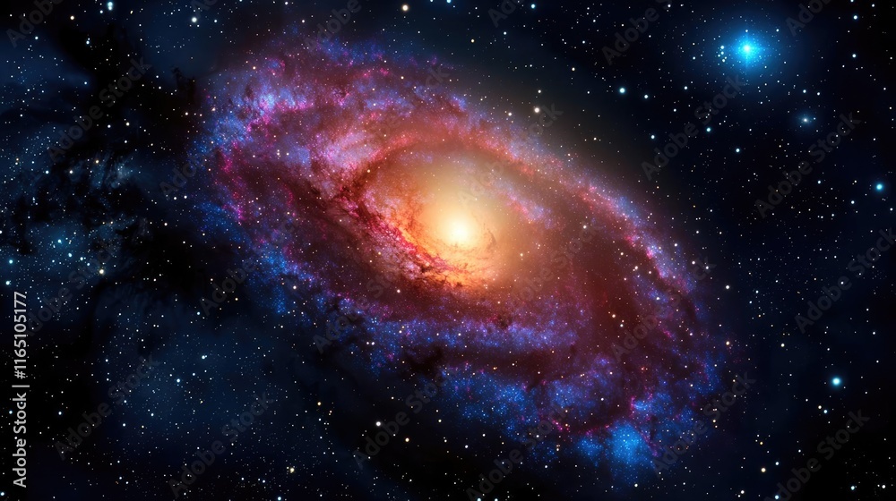 Fototapeta premium Cosmic abstract background idea. A stunning view of a colorful galaxy showcasing cosmic beauty and stellar formations.