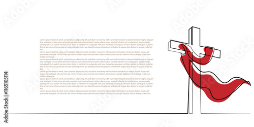 simple Christian background. vector illustration of the outline of the cross of Jesus with red cloth