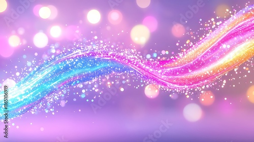 Abstract colorful light wave with bokeh background.