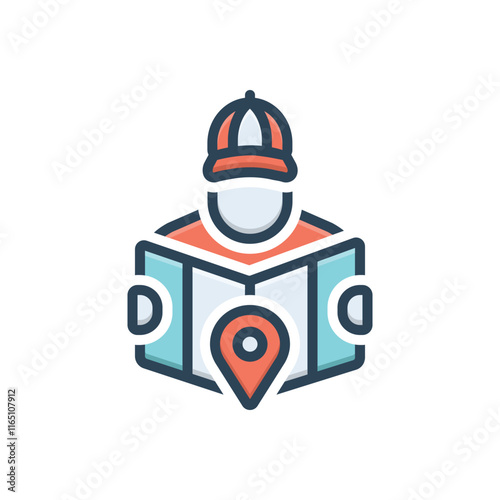 Color illustration icon for map reading photo