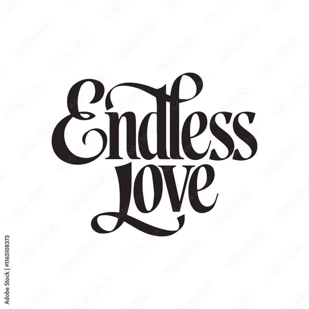 Obraz premium Endless love typography silhouette vector illustration.