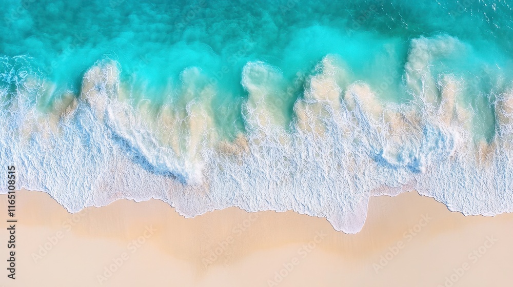 Aerial View of Turquoise Ocean and Sandy Beach Aerial View of Turquoise Ocean and Sandy Beach