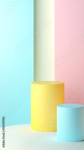 Wallpaper Mural Set of white realistic 3d cylinder pedestal podium Torontodigital.ca