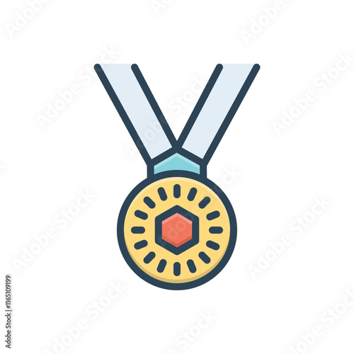 Color illustration icon for medal