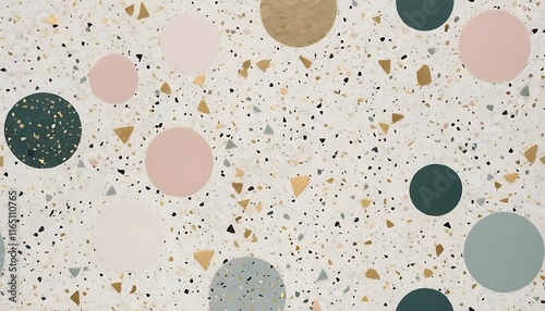 Abstract Terrazzo Pattern With Circles And Triangles