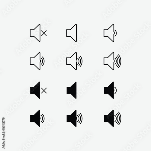 speaker icons set, Symbol for loudspeakers and volume. Audio, speaker icon