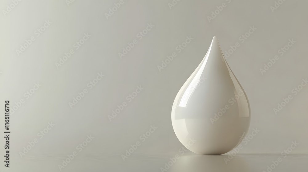 Fototapeta premium Single White Teardrop Shape on Neutral Background