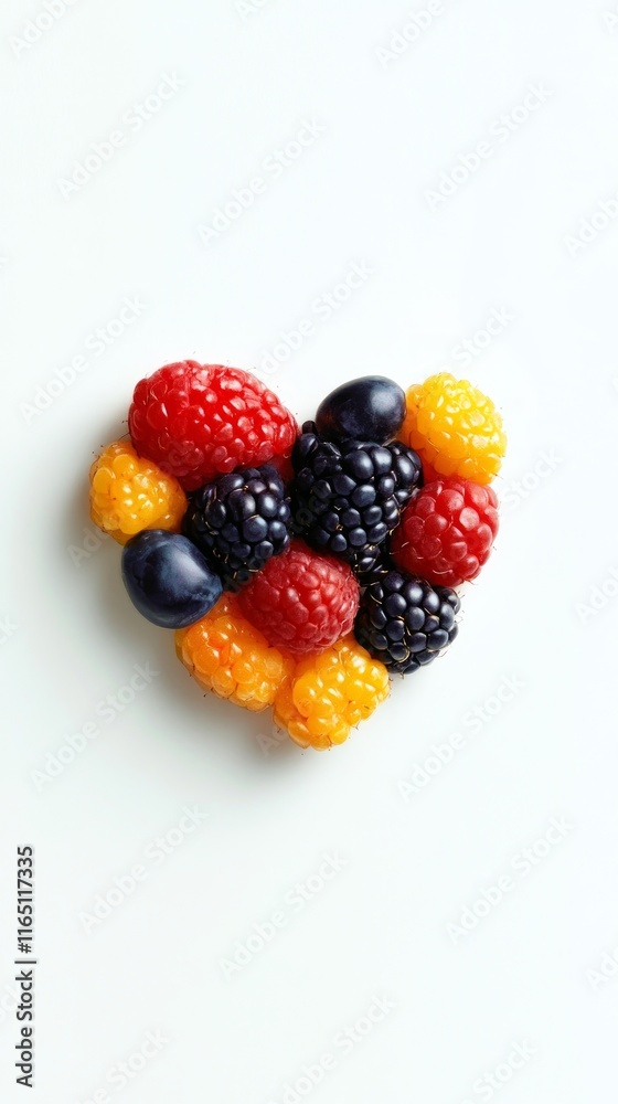 Heart Shaped Colorful Berries Arrangement - A Vibrant Display of Fresh Fruits Heart Shaped Colorful Berries Arrangement - A Vibrant Display of Fresh Fruits