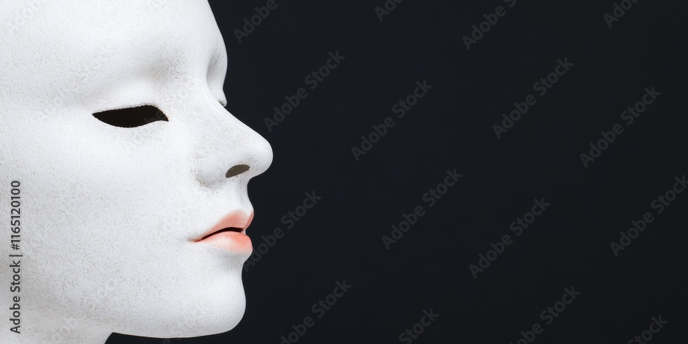 Intricate White Mask on Dark Background A Study in Contrast and Minimalism Intricate White Mask on Dark Background A Study in Contrast and Minimalism