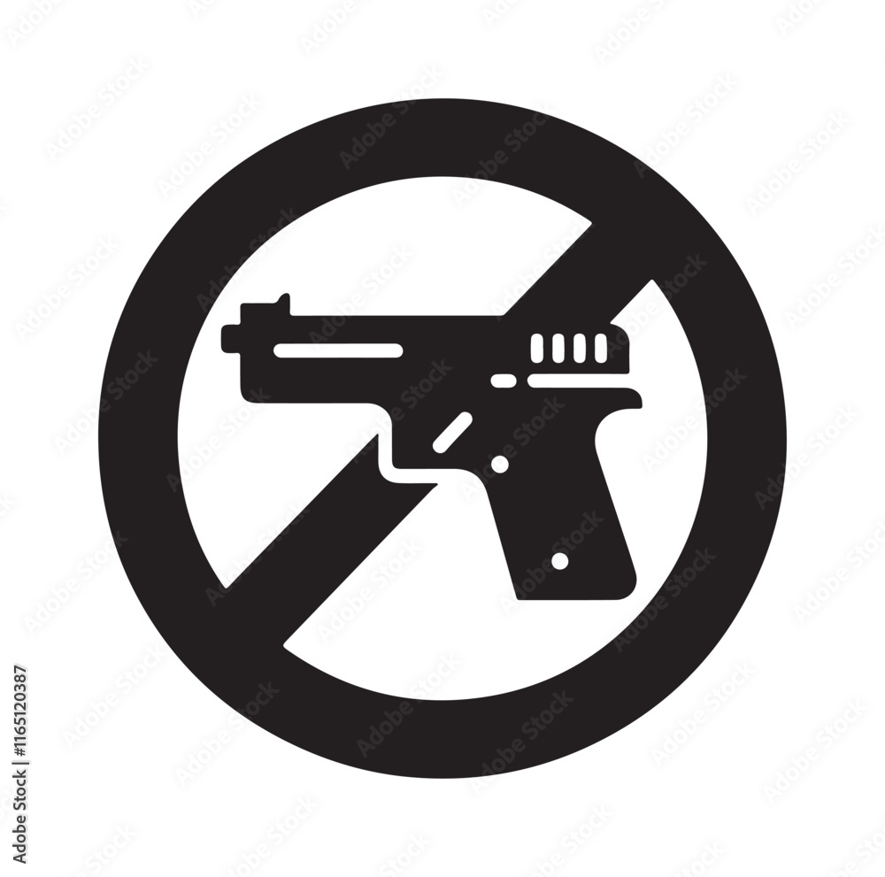 No Gun sign silhouette vector illustration No Gun sign silhouette vector illustration