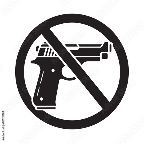 No Gun sign silhouette vector illustration