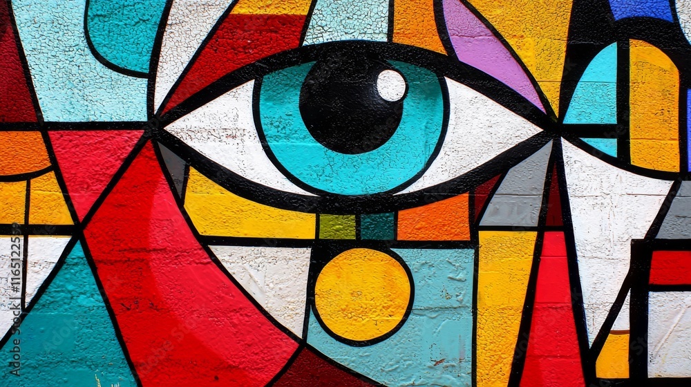 Naklejka premium Colorful Abstract Street Art Mural Eye Detail