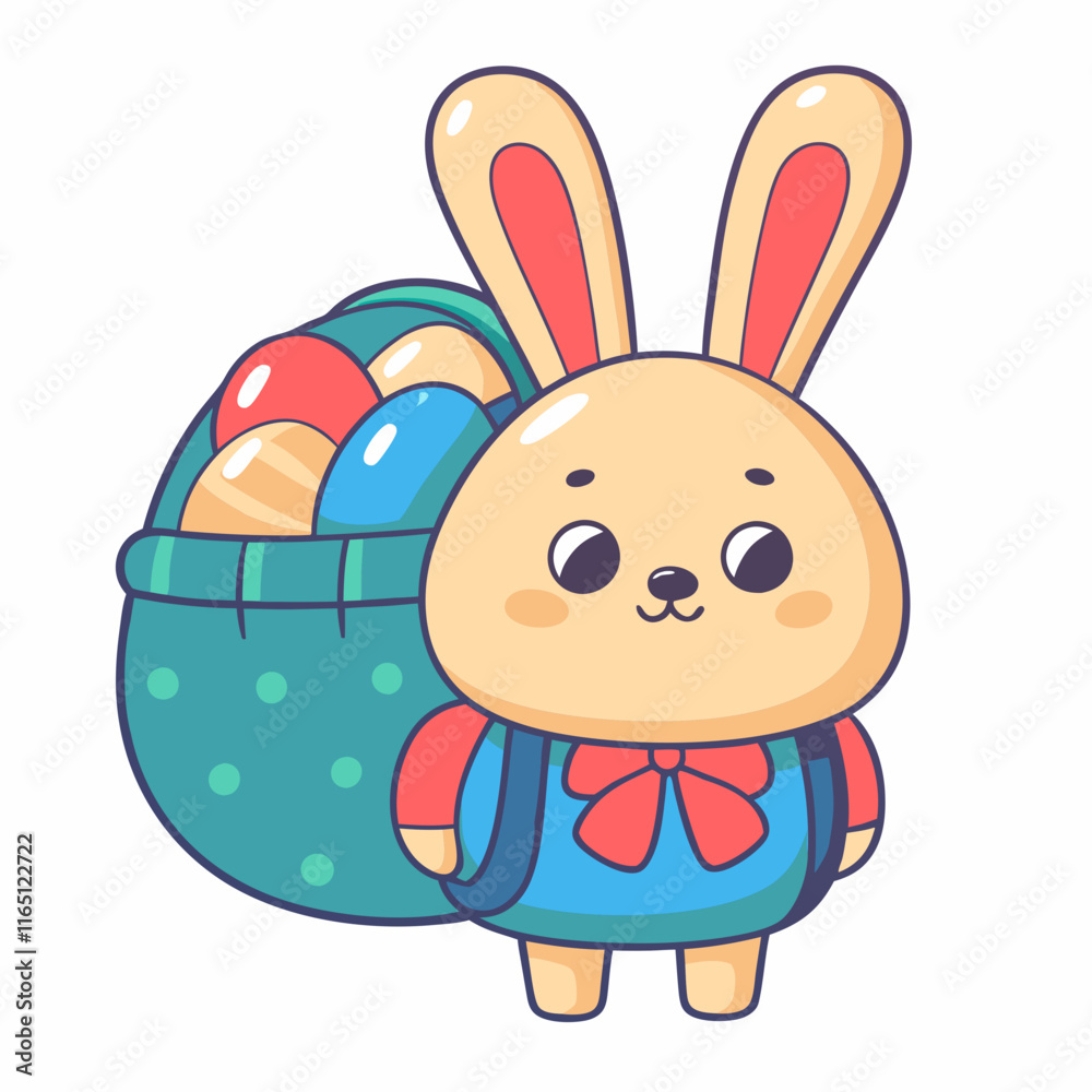 Easter celebration with cute cartoon bunny colorful eggs springtime digital drawing whimsical environment Easter celebration with cute cartoon bunny colorful eggs springtime digital drawing whimsical environment
