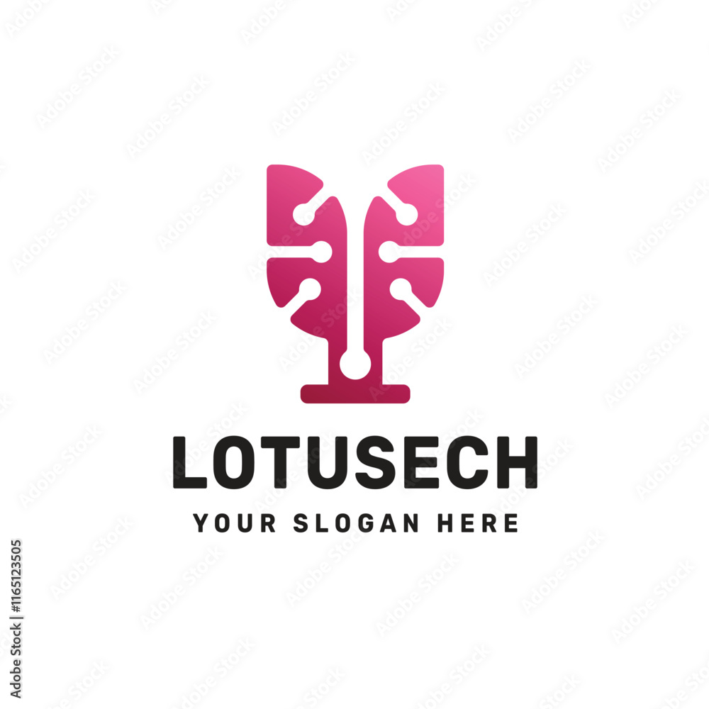 Lotus logo with technology style vector illustration Lotus logo with technology style vector illustration
