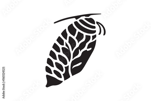 simple and unobtrusive Cocoon black and white vector silhouette illustration isolated in white background
