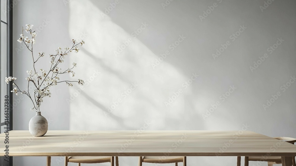 Simple and Elegant Dining Space with Natural Wood Table Simple and Elegant Dining Space with Natural Wood Table