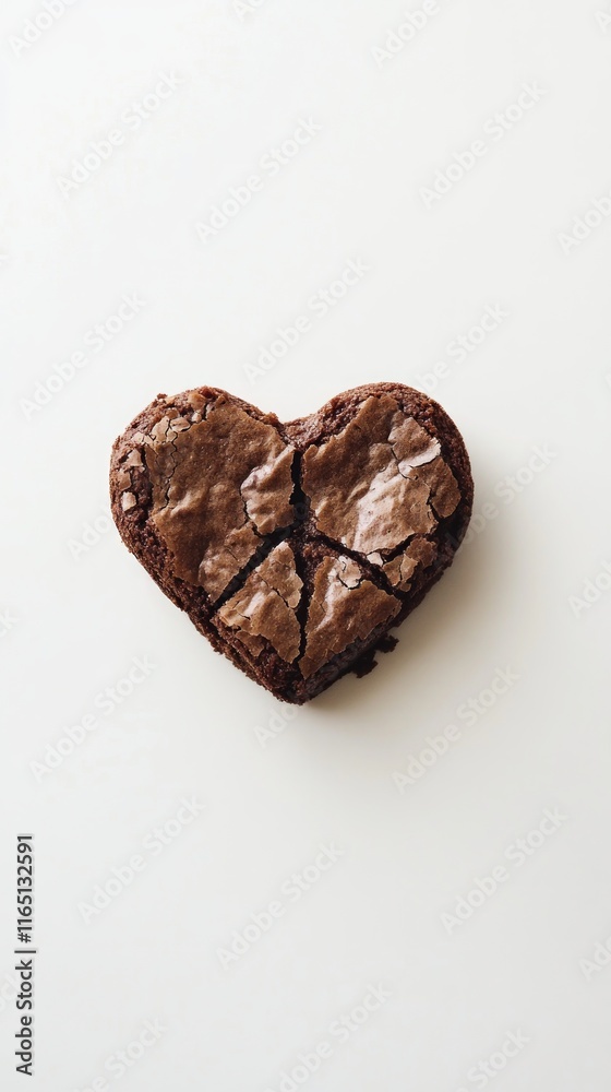 Heart-Shaped Brownie, A Symbol of Broken Heart, A Delicate Dessert Heart-Shaped Brownie, A Symbol of Broken Heart, A Delicate Dessert