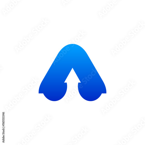 letter A logo up arrow rocket concept icon