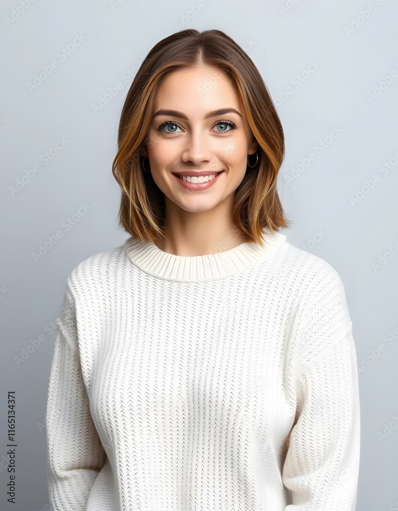 woman wear white sweater with isolated backgroung, made by Ai woman wear white sweater with isolated backgroung, made by Ai