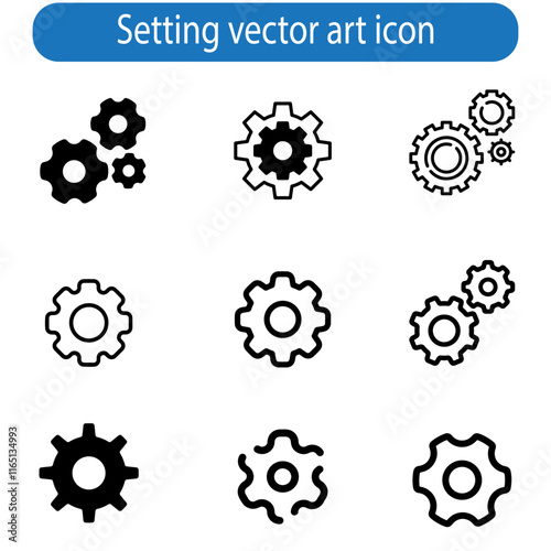 Setting vector art icons such as gear, gear connection. editable icons for web and mobile.