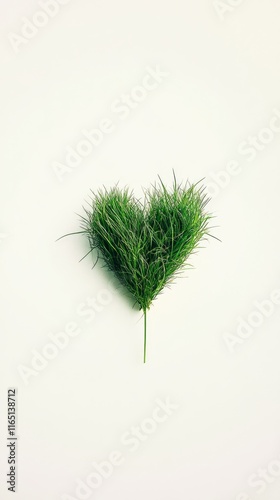 Heart-Shaped Green Plant Arrangement on White Background photo