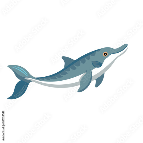 Beluga Sturgeon under water animal isolated flat vector illustration on white background.