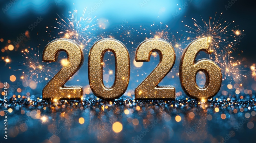 Glittering 2026 with sparkling fireworks celebration. Happy New Year 2026 Glittering 2026 with sparkling fireworks celebration. Happy New Year 2026