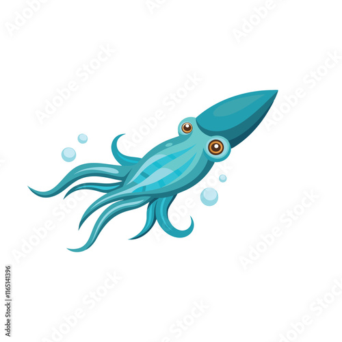  Argentine Shortfin Squid under water isolated flat vector illustration on white background. photo