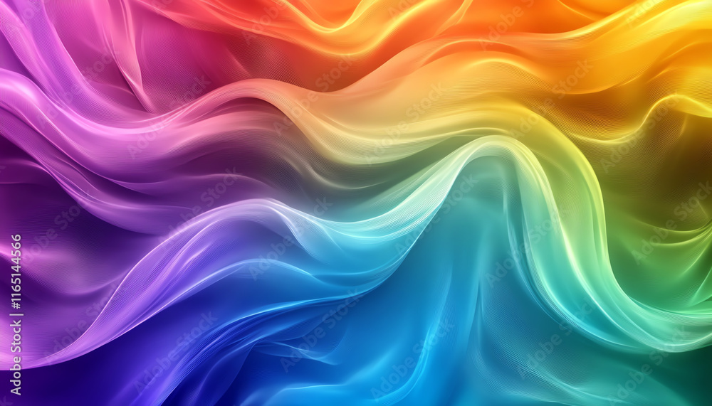 Fototapeta premium Vibrant abstract wave pattern with flowing curves and rainbow gradient, perfect for dynamic design backgrounds.