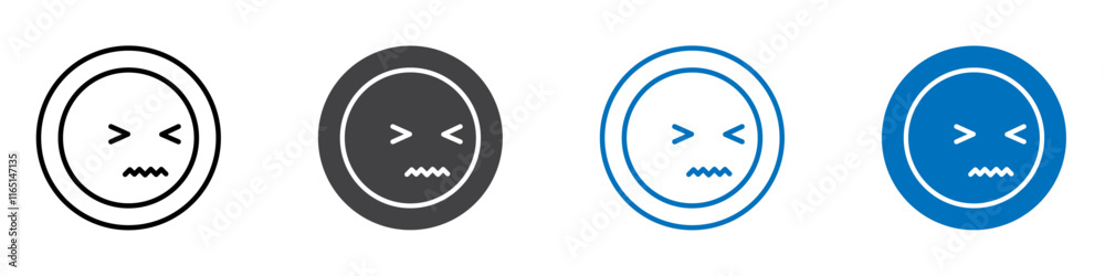 Fototapeta premium Angry emoji icon flat editable icon mark set.