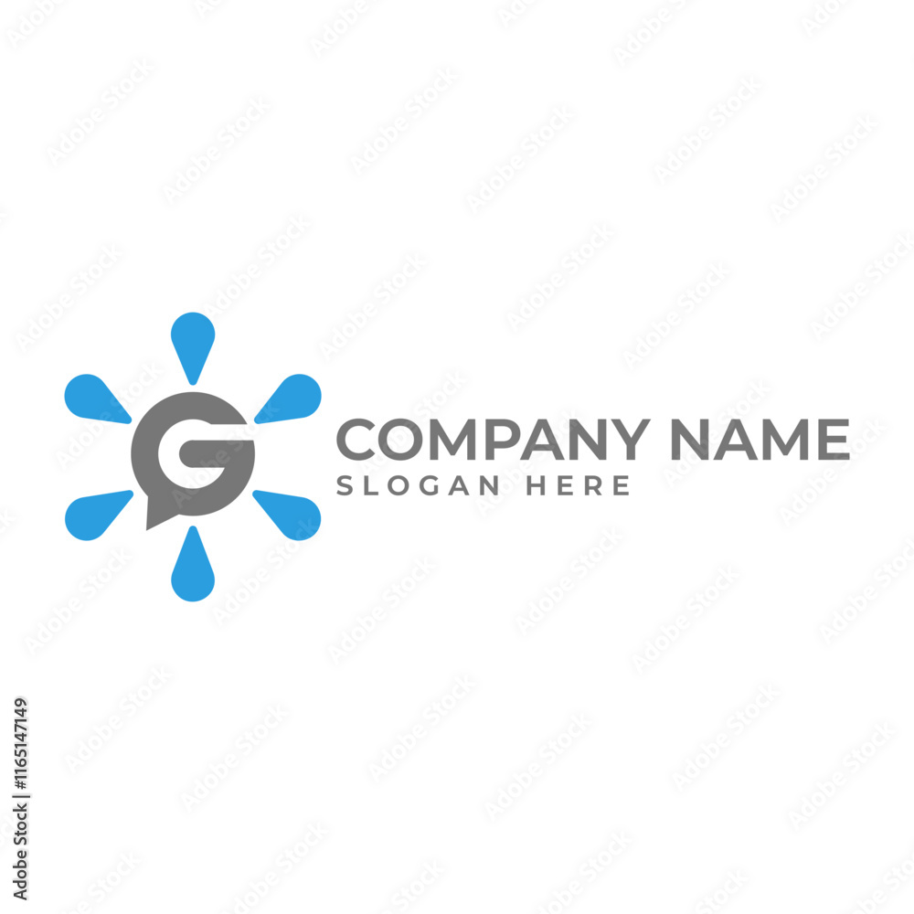 Connected dot with the letter G in bubble chat shape in the middle signify the connecting and networking business community in modern and minimalist logo Connected dot with the letter G in bubble chat shape in the middle signify the connecting and networking business community in modern and minimalist logo
