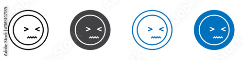 Angry emoji icon flat editable icon mark set.